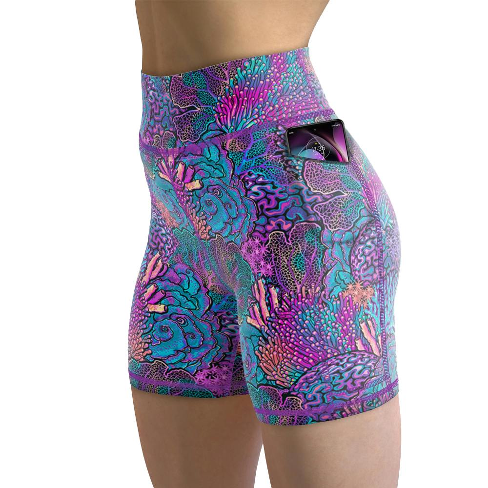 Spacefish Army Eco-Friendly Shorts - Coral Kaleidoscope - Front