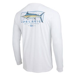Pelagic Aquatek Marlin Mind Long Sleeve Performance Shirt - White Back Thumbnail}