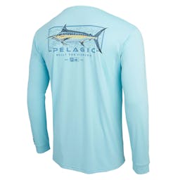 Pelagic Aquatek Marlin Mind Long Sleeve Performance Shirt - Tahiti Blue Back Thumbnail}