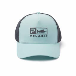 Pelagic Echo Icon Performance Trucker Hat - Turquoise - Front Thumbnail}