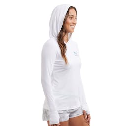 Pelagic Aquatek Evening Fade Hooded Performance Shirt - Hood Up on Model Thumbnail}