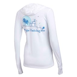 Pelagic Aquatek Evening Fade Hooded Performance Shirt - White Back Thumbnail}