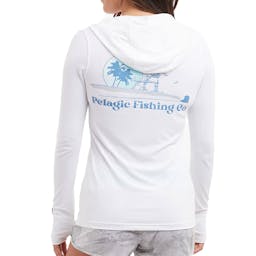 Pelagic Aquatek Evening Fade Hooded Performance Shirt - Back on Model Thumbnail}