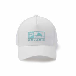 Pelagic Echo Icon Performance Trucker Hat -White - Front Thumbnail}