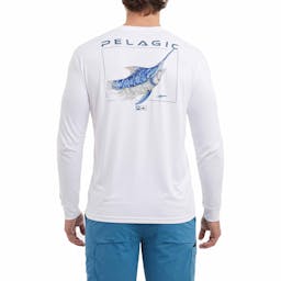 Pelagic Aquatek Marlin Long Sleeve Performance Shirt - Back/ Model Thumbnail}
