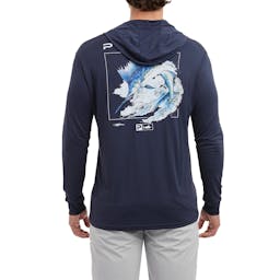 Pelagic Aquatek Hooded Sailfish Long Sleeve Performance Shirt - Back / Model Thumbnail}