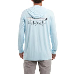 Pelagic Aquatek Long Sleeve Hooded Performance Shirt - Back / Model Thumbnail}