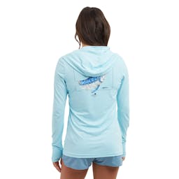 Pelagic Aquatek Hooded Marlin Long Sleeve Performance Shirt (Women’s) - Back Thumbnail}