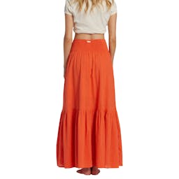 Beach, flowy, cute, long, orange skirt Thumbnail}