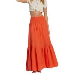 flowy, cute, long, orange skirt Thumbnail}
