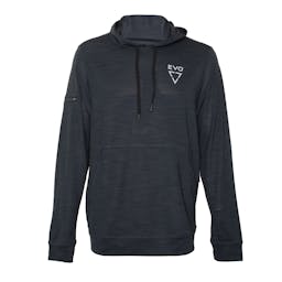 EVO Helm Long Sleeve Performance Hoodie Front Charcoal Thumbnail}