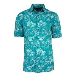 Weekender Palm Leaf Hawaiian Shirt - Aqua Thumbnail}