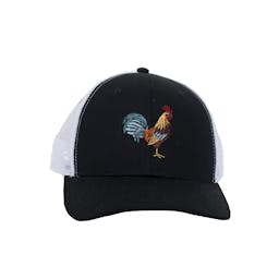 Florida Keys Rooster Trucker Hat - Black / White Front Thumbnail}
