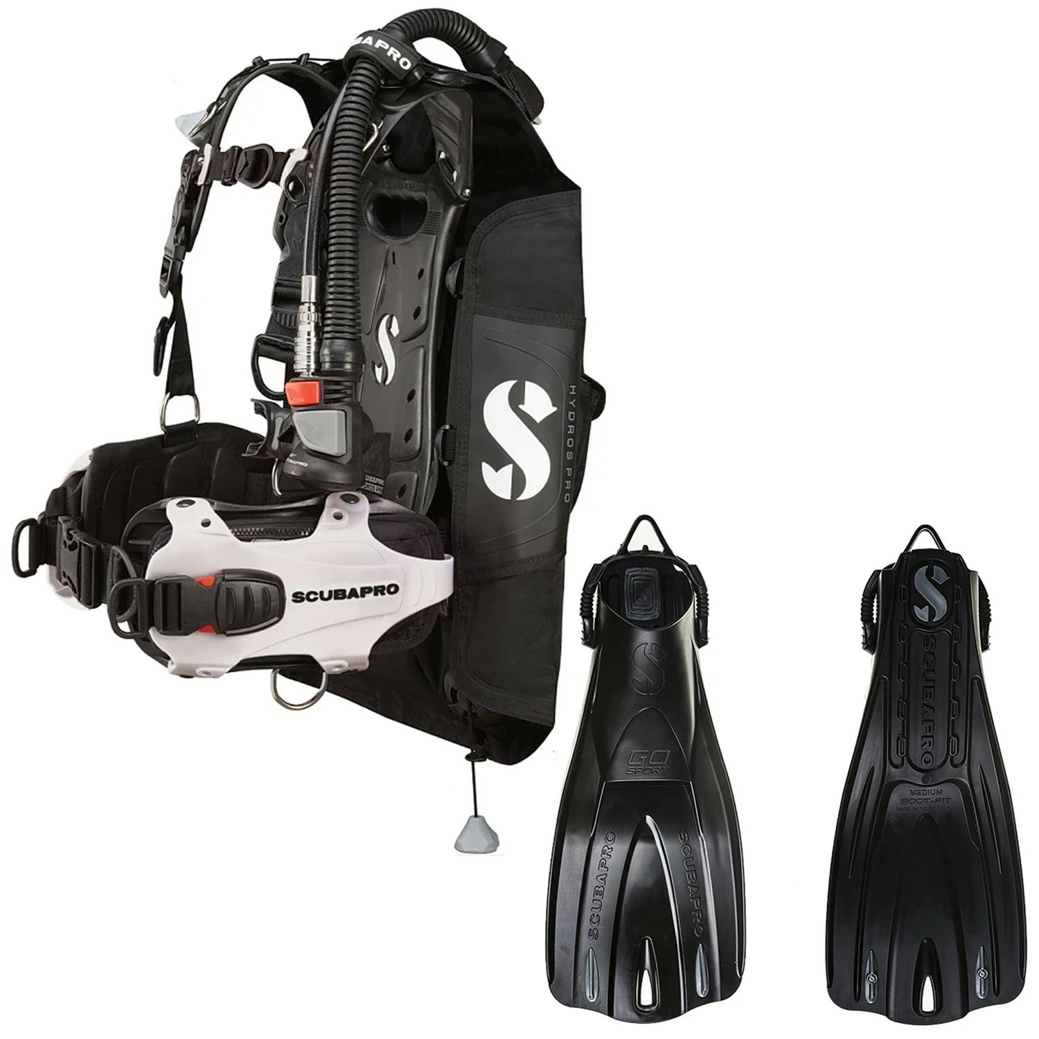 ScubaPro Hydros Pro BCD with Air2 (Women's) with Free Go Sport Open Heel Dive Fins