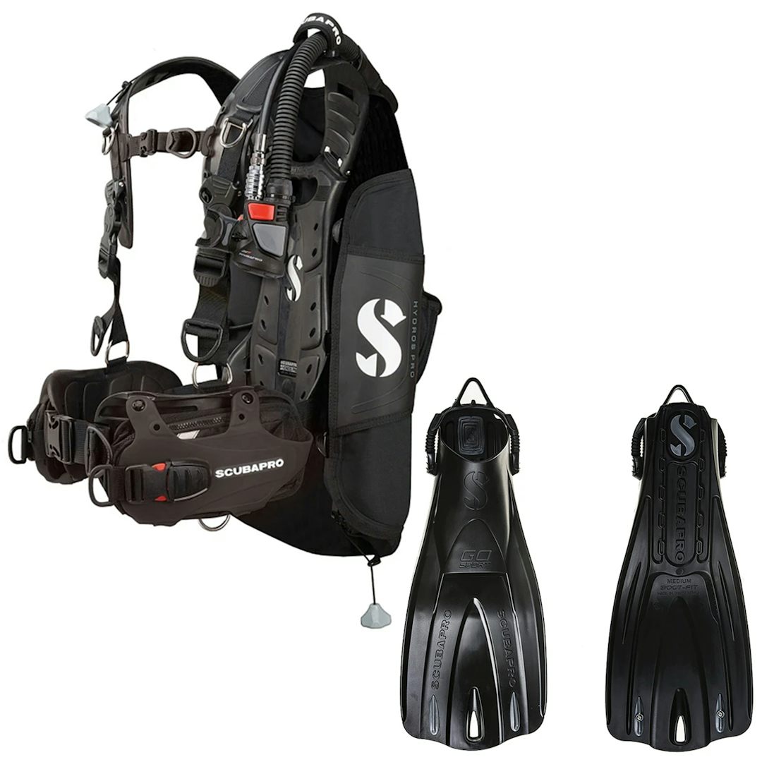 ScubaPro Hydros Pro BCD with Air2 (Men's) with Free Go Sport Open Heel Dive Fins