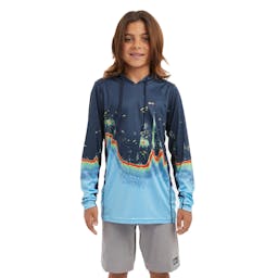 Pelagic Vaportek Hooded Long Sleeve Sonar Performance Shirt (Kid’s) - Front Thumbnail}