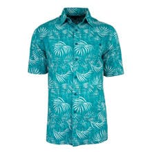 Weekender Palm Leaf Hawaiian Short Sleeve Button Down Shirt (Men’s)