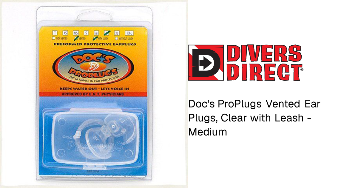 Doc's Pro Plugs Large Vented Ear Plugs With Leash - 20dB Reduction For Swimming, Motorcycles, Concerts