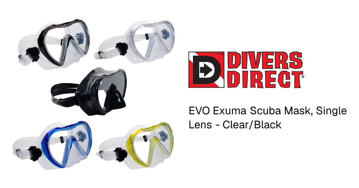 EVO Exuma Scuba Mask, Single Lens - Clear/Black