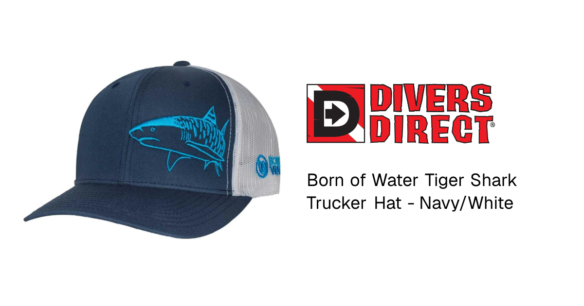 Born of Water Tiger Shark Trucker Hat - Navy/White