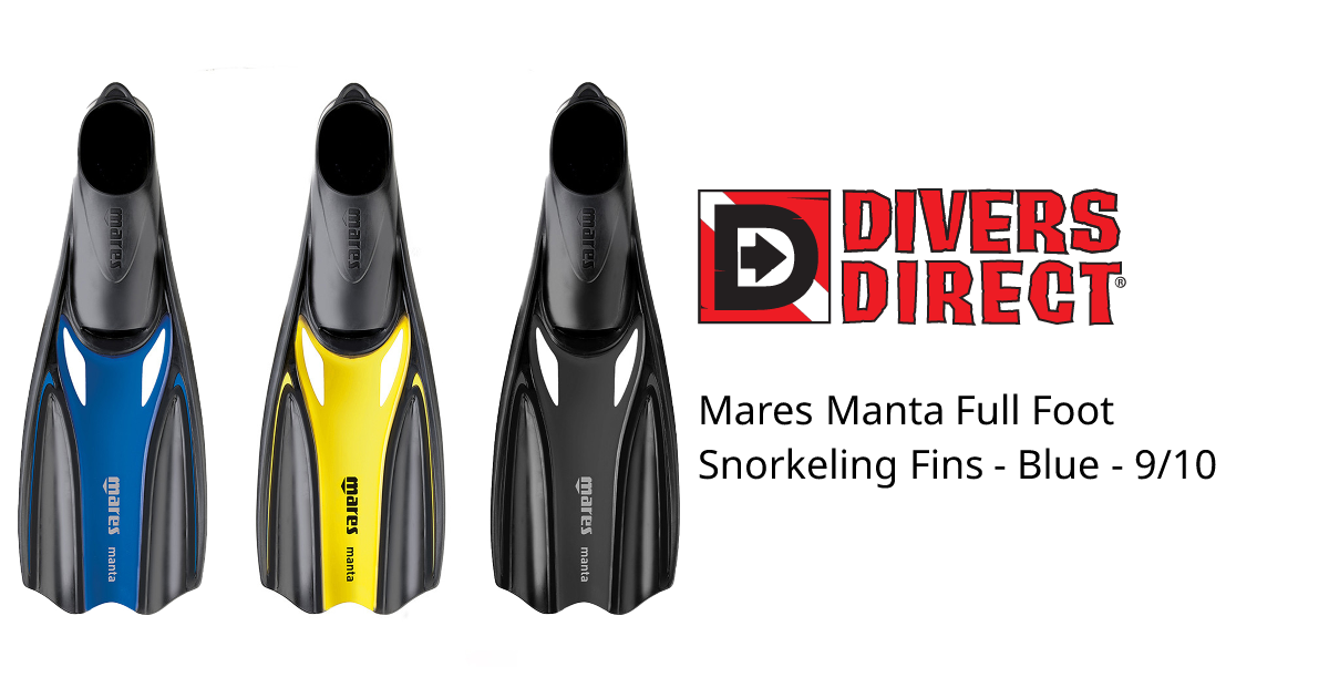 Mares Manta Full Foot Snorkeling Fins - Blue - 9/10