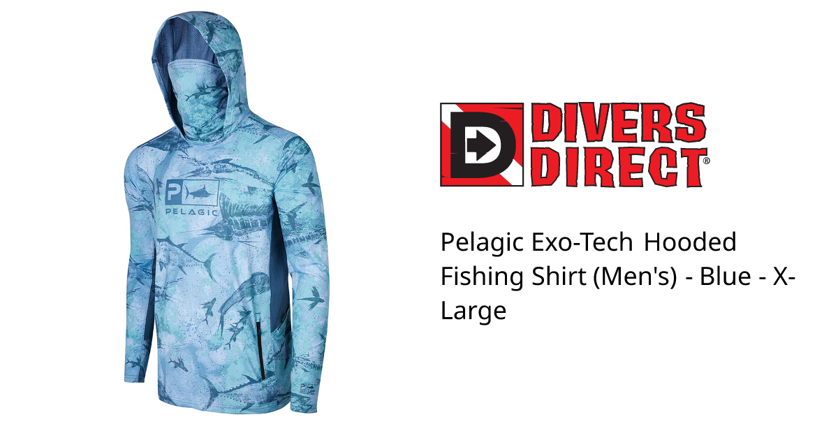Pelagic Exo-Tech Hooded Fishing Shirt (Men's) - Blue - X-Large